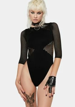 X_Pink Lipstick Definitive Diva Fishnet Bodysuit