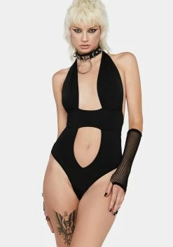 X_Pink Lipstick Take The Plunge Cutout Bodysuit