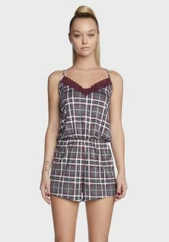 X_iCollection Real Beauty Plaid Romper