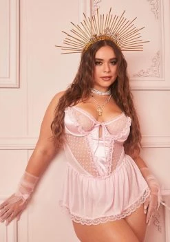 Sugar Thrillz Plus Blush Spoiled But Not Rotten Lace Teddy