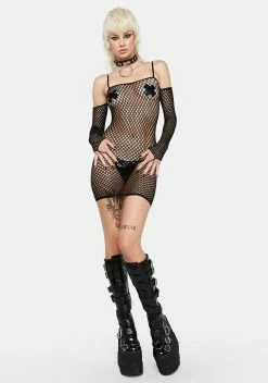 X_Pink Lipstick Bad Intentions Fishnet Mini Dress -Velvet Muse Store 41UxDbL715lXFbKSZMV0T9yoobP5WaX7 24