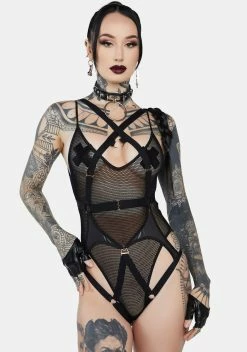 X_Mapale Acting Out Sheer Bodysuit & Harness Set