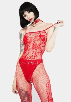 X_Music Legs Blooming Love Fishnet Bodystocking