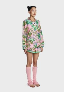 NGOrder Tattoo Print Long Sleeve Shirt And Boxer Shorts Set