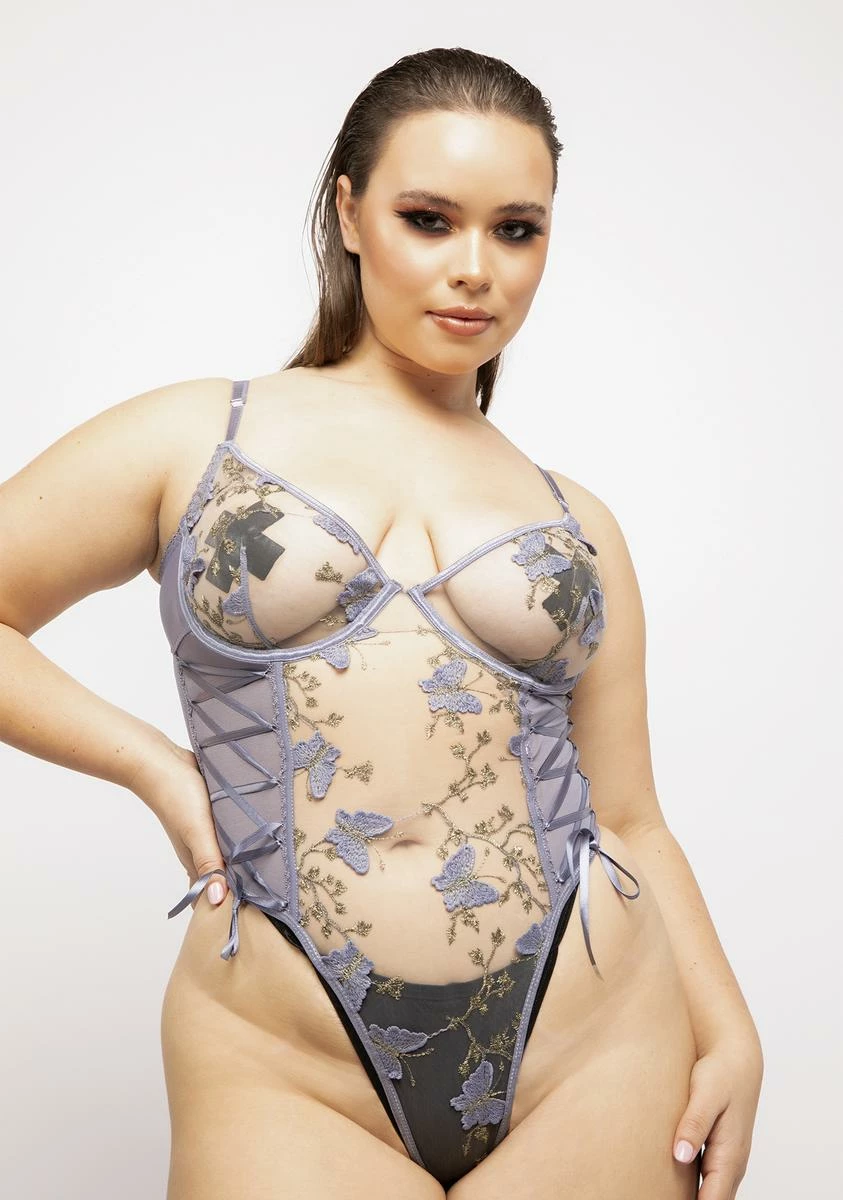 X_Fantasy Lingerie Plus Butterfly Bliss Sheer Teddy 3 X_Fantasy Lingerie Plus Butterfly Bliss Sheer Teddy