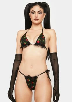 Cats Got The Cream Red Rose Lingerie Set