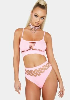 X_Pink Lipstick Baby Outside The Bedroom Lingerie Set