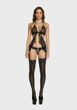 X_G World Intimates Lustful Baddie Lace Babydoll Set