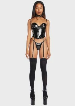 Forplay Vinyl Bustier Lingerie Set