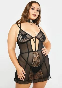 X_Glitter Plus Moonlit Love Chemise Set