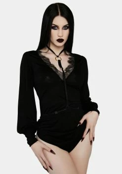 Playful Promises WW X Sammi Black Sleeved Playsuit