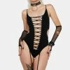 X_Pink Lipstick Onyx The Devil's Doll Cutout Bodystocking
