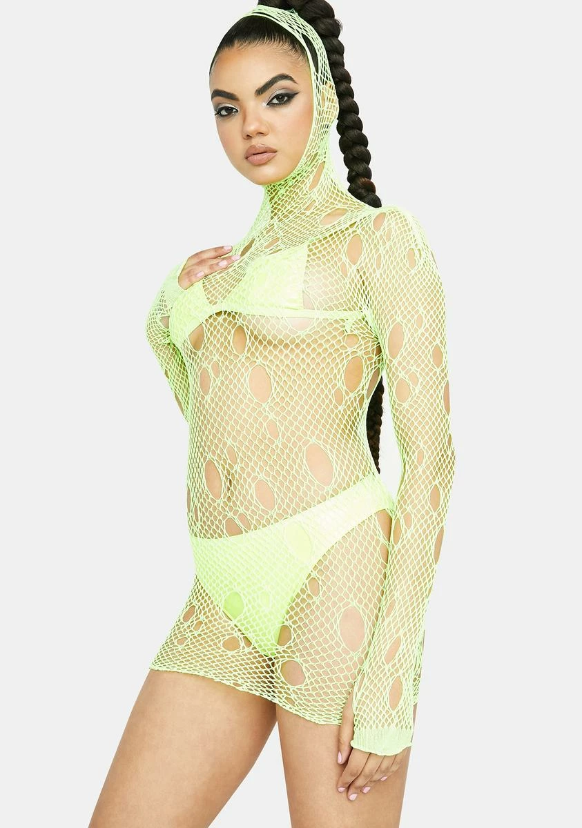 X_Be Wicked Neon Hooked On You Fishnet Mini Dress 4 X_Be Wicked Neon Hooked On You Fishnet Mini Dress - Image 2