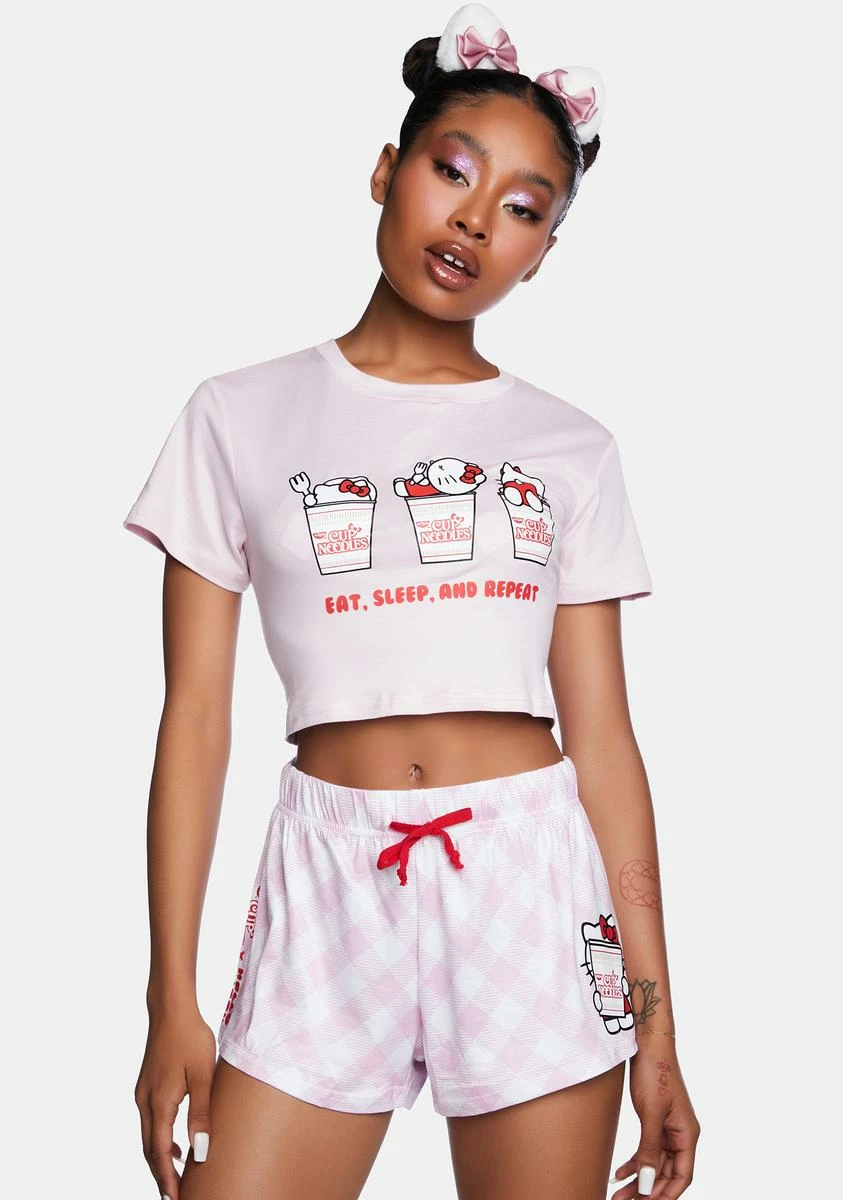 Hello Kitty X Cup Noodles Eat Sleep Repeat Pajama Set 3 Hello Kitty X Cup Noodles Eat Sleep Repeat Pajama Set