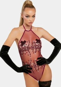 X_Dreamgirl Pick My Petals Sheer Bodysuit