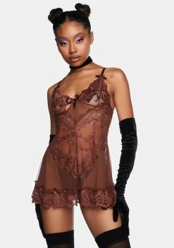 Oh La La Cheri Cappuccino Valentine Lace And Bow Babydoll