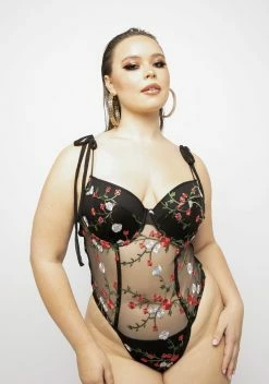 X_Fantasy Lingerie Plus Gardens Of Passion Sheer Teddy