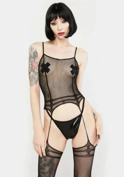 X_Music Legs Be My Playmate Fishnet Bodystocking