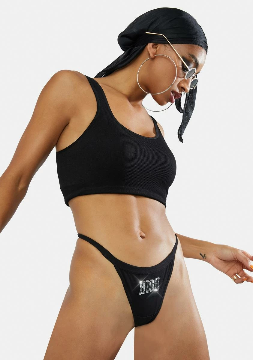 MaryJaneNite Black High Rhinestone Thong 4 MaryJaneNite Black High Rhinestone Thong - Image 2