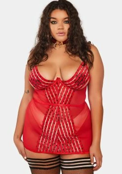 X_Dreamgirl Plus Pillow Talk Mesh Chemise