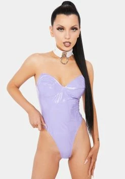 Roma Lavender High Demands Vinyl Bodysuit