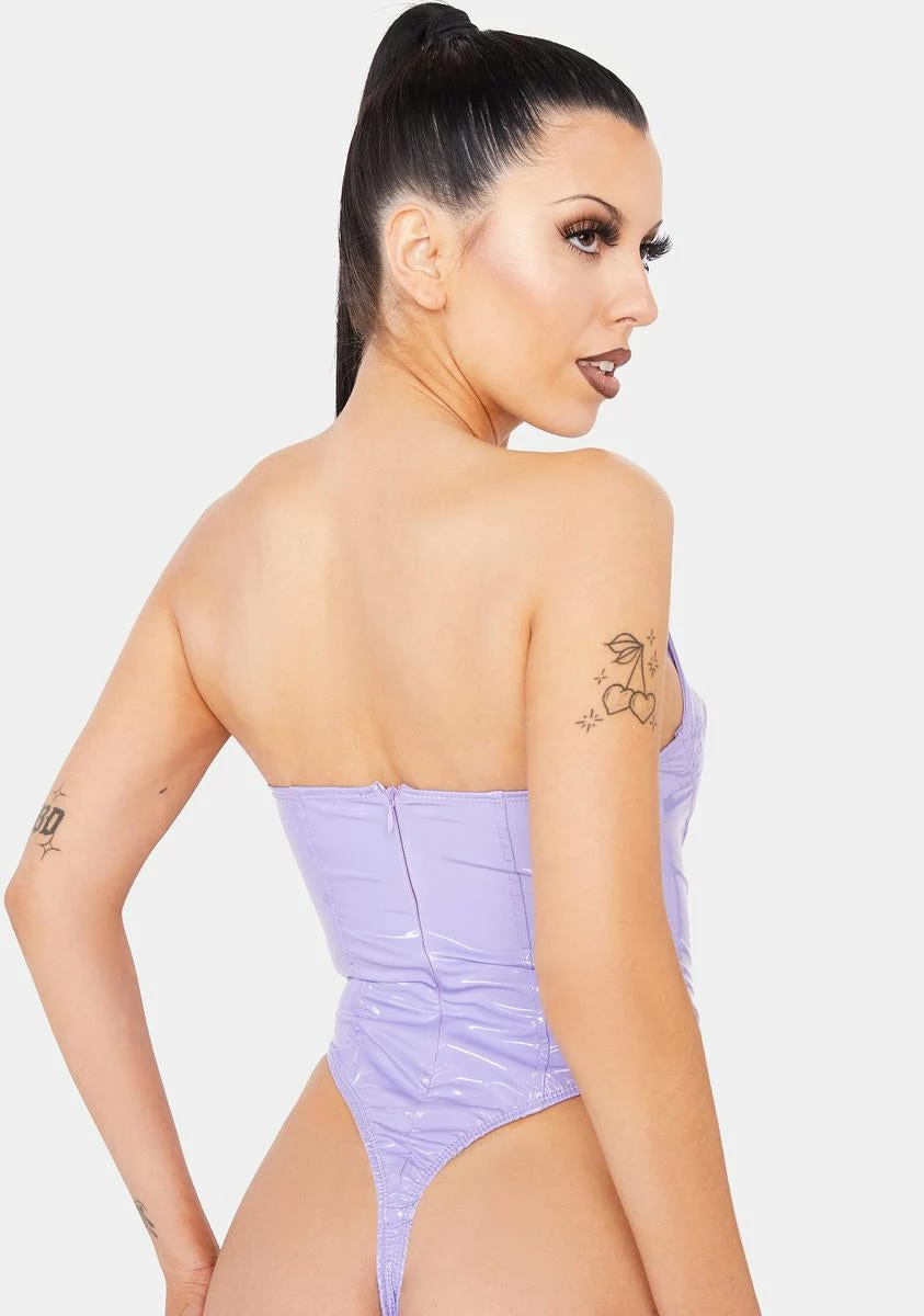 Roma Lavender High Demands Vinyl Bodysuit 6 Roma Lavender High Demands Vinyl Bodysuit - Image 4