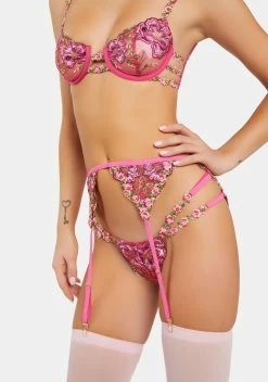 With Love Lilly Coralie Floral Embroidered Suspender Belt
