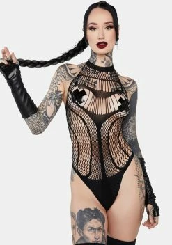 X_Glitter Double Dare Fishnet Teddy