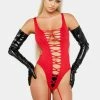 X_Pink Lipstick The Devil's Doll Cutout Bodystocking