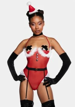 X_Mapale Mrs. Claus Sheer Bodysuit