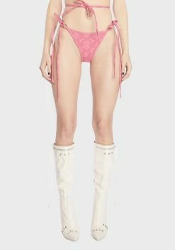 Namilia Pink Monogram Denim Thong