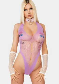 X_Leg Avenue Lilac Watch You Go Bodysuit