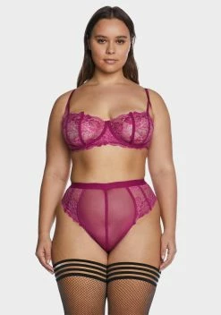 X_iCollection Plus Comfort And Wine Lingerie Set