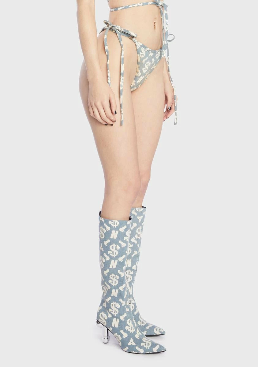 Namilia Monogram Denim Thong 6 Namilia Monogram Denim Thong - Image 4