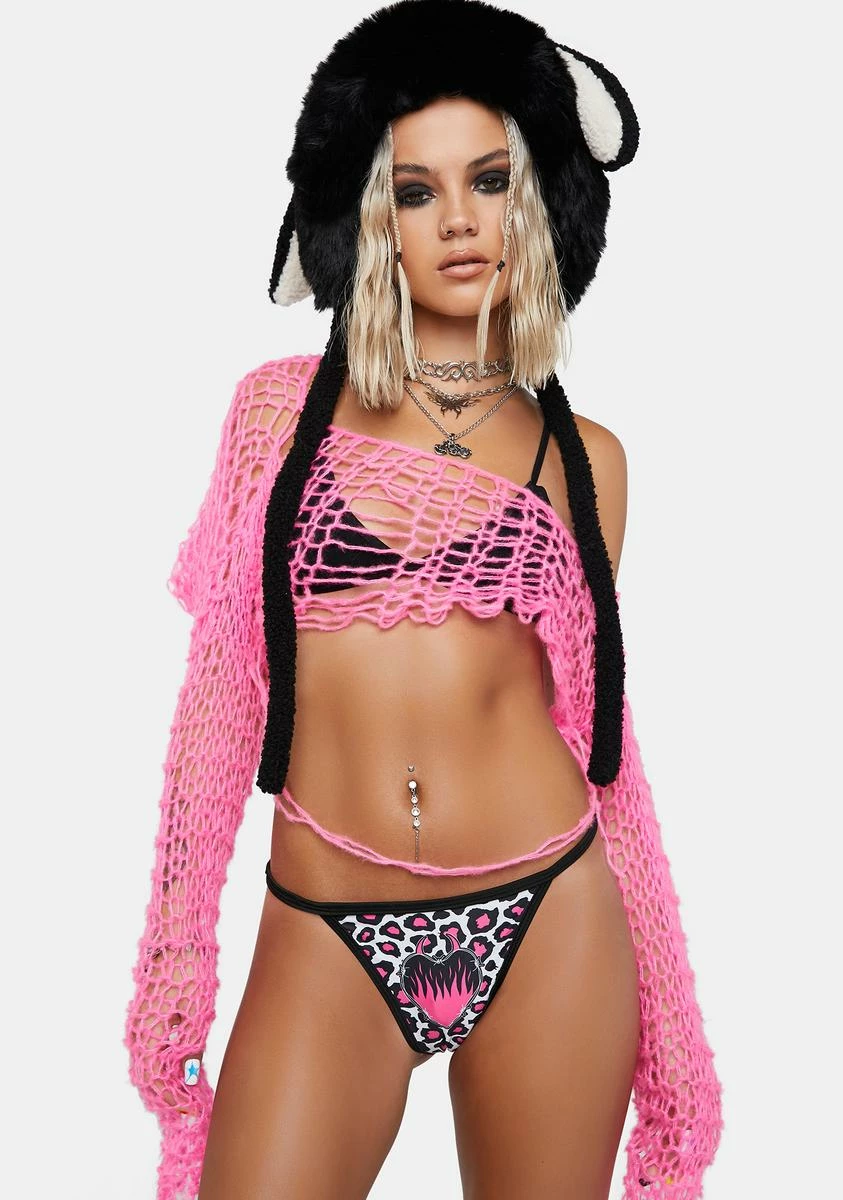 Too Fast Pink Heart Leopard Thong 4 Too Fast Pink Heart Leopard Thong - Image 2