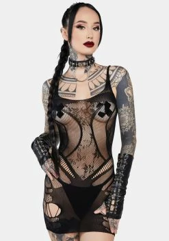 X_Glitter Come Over Fishnet Chemise