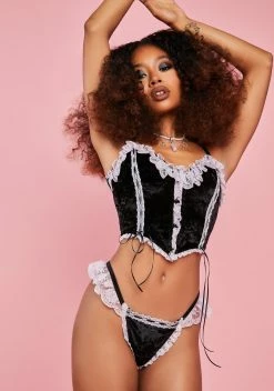 Sugar Thrillz Your Heart's Desire Velvet Lingerie Set