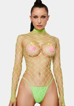 X_Be Wicked Neon Dancing All Night Fishnet Bodystocking