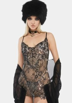X_Leg Avenue Undercover Lair Lace Rhinestone Backless Chemise