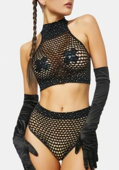 X_Leg Avenue Shine With Me Fishnet Lingerie Set