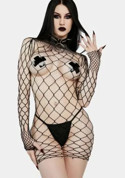 X_Music Legs Faint Of Heart Fishnet Mini Dress