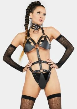 Tru Demurr Tia Vegan Leather Bodysuit