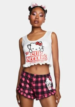 Hello Kitty X Cup Noodles Cup O' Noodles Plaid Pajama Set