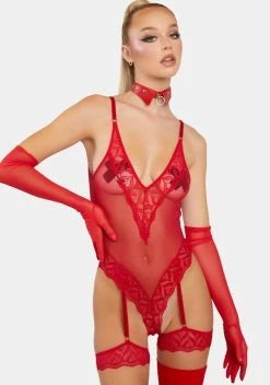 Oh La La Cheri Reese Deep Plunge Mesh Teddy