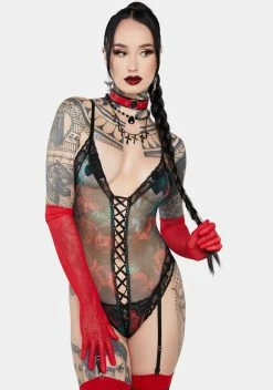 X_Mapale Thorns And Petals Lace-Up Teddy