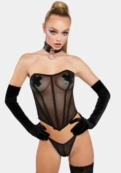 Oh La La Cheri Athena Jacquard Mesh Bustier Set