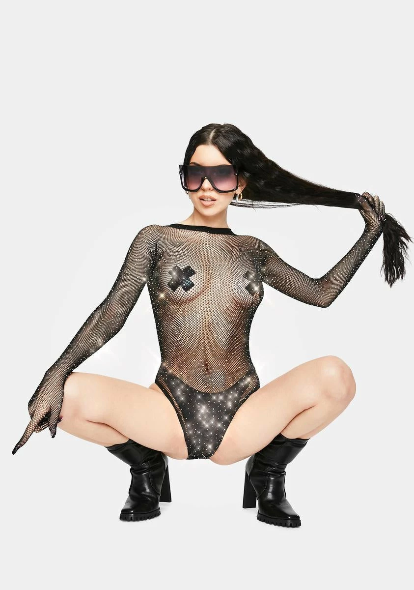 X_Leg Avenue Glow & Glitter Rhinestone Fishnet Bodysuit 5 X_Leg Avenue Glow & Glitter Rhinestone Fishnet Bodysuit - Image 3