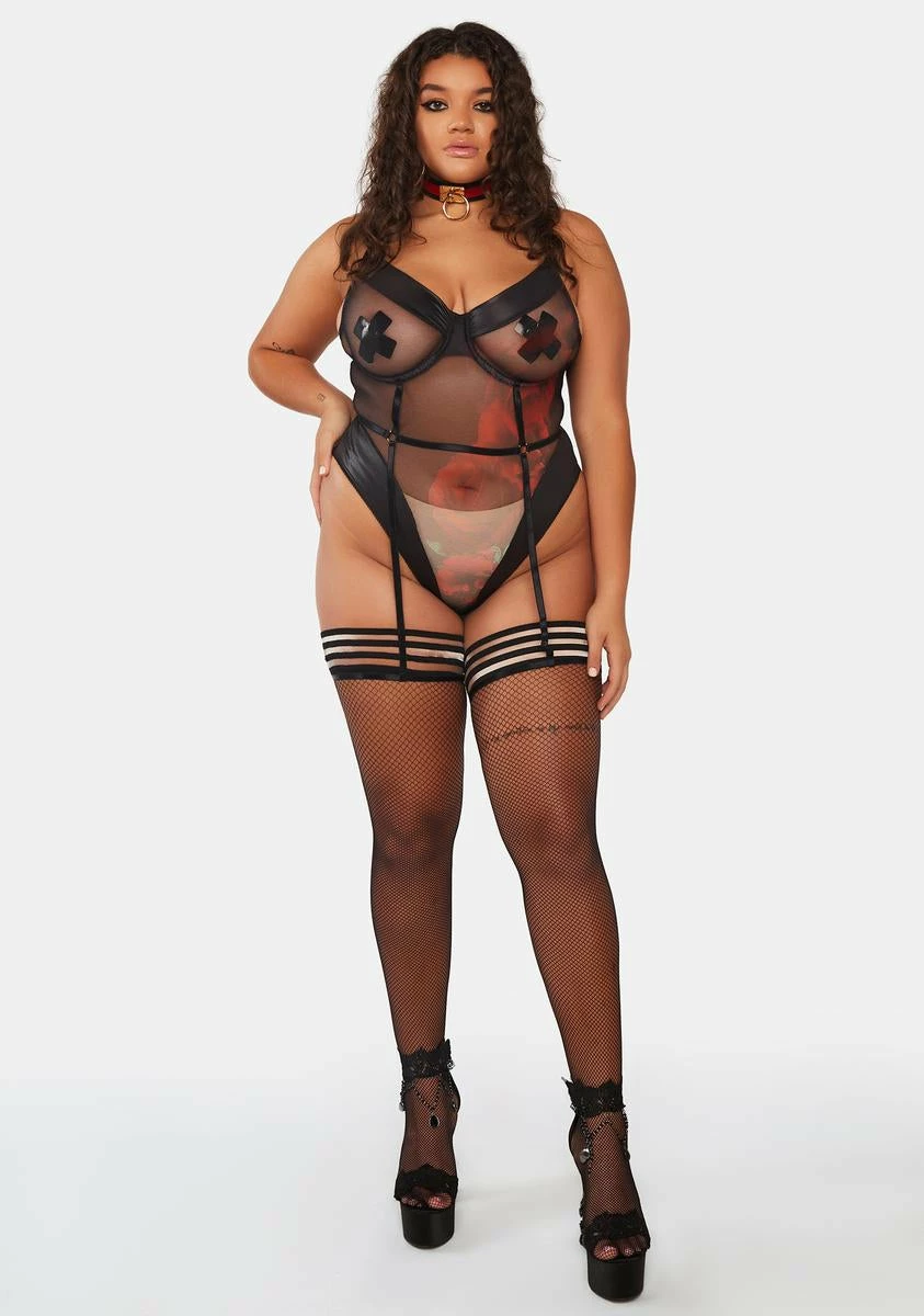 X_Mapale Plus Feeling Thorny Rose Print Teddy 5 X_Mapale Plus Feeling Thorny Rose Print Teddy - Image 3