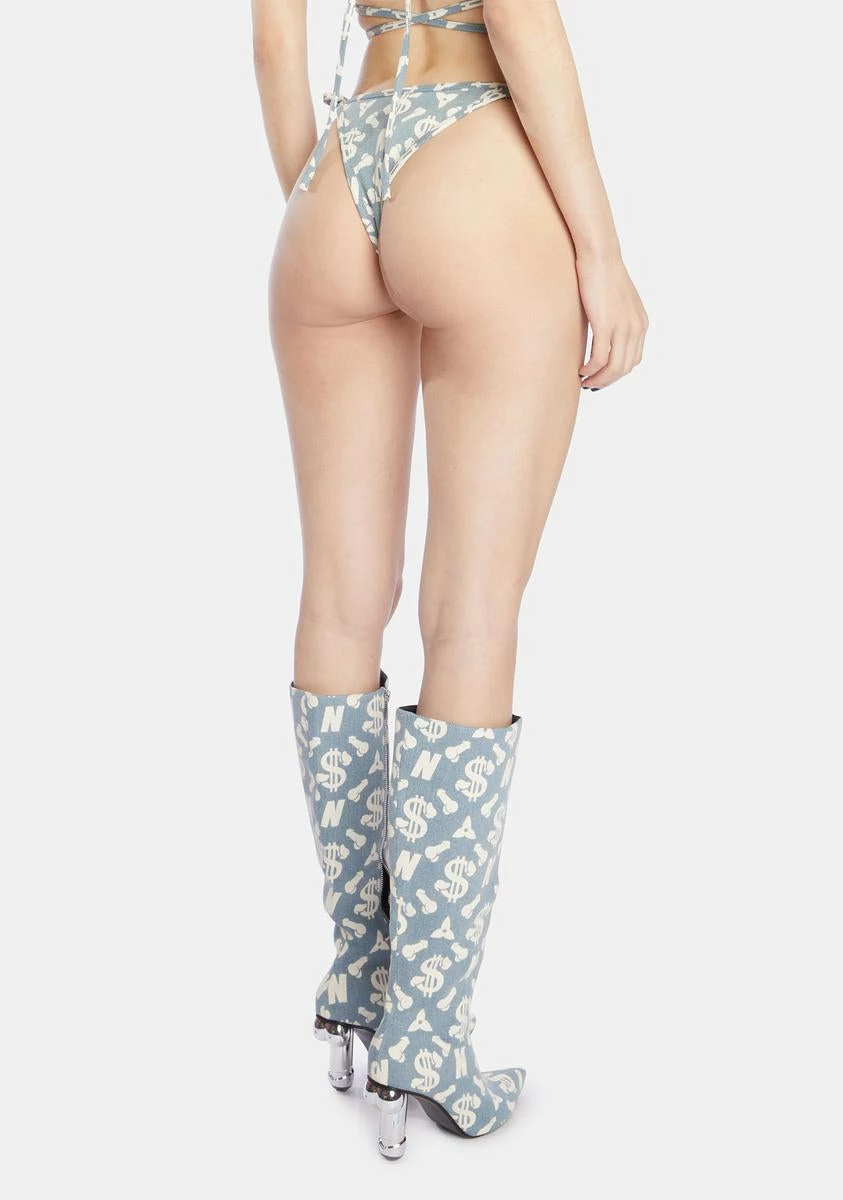 Namilia Monogram Denim Thong 7 Namilia Monogram Denim Thong - Image 5