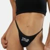 MaryJaneNite Black High Rhinestone Thong